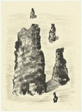 Artist: b'King, Grahame.' | Title: b'Termite Castles, Arnham Land' | Date: 1986 | Technique: b'lithograph, printed in colour, from two stones [or plates]'