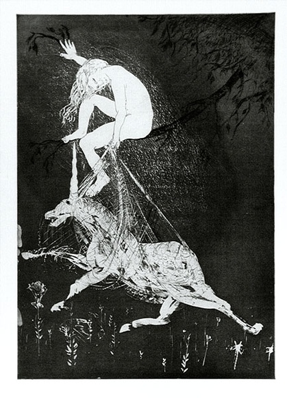 Artist: b'BOYD, Arthur' | Title: b'The lady betrays the unicorn.' | Date: 1973-74 | Technique: b'etching, printed in black ink, from one plate' | Copyright: b'Reproduced with permission of Bundanon Trust' Artist: b'BOYD, Arthur' | Title: b'The lady betrays the unicorn.' | Date: 1973-74 | Technique: b'etching, printed in black ink, from one plate' | Copyright: b'Reproduced with permission of Bundanon Trust'