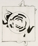 Artist: SELLBACH, Udo | Title: (Figure and target) | Date: 1960s | Technique: etching and aquatint printed in black ink, from one plate