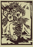 Artist: Williams, Marshall. | Title: not titled [flowers in a tall vase] | Date: (1994) | Technique: linocut, printed in black ink, from one block