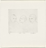 Artist: b'Dickerson, Robert.' | Title: b'Three faces.' | Date: 1999 | Technique: b'etching, printed in black ink, from one zinc plate'