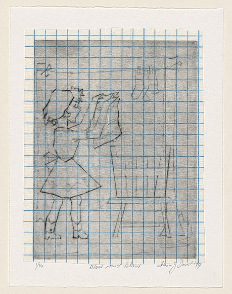 Artist: b'Dowd, Teresa.' | Title: b'Blow, wind blow' | Date: 1999 | Technique: b'drypoint, printed in black ink with plate-tone, from one plate' Artist: b'Dowd, Teresa.' | Title: b'Blow, wind blow' | Date: 1999 | Technique: b'drypoint, printed in black ink with plate-tone, from one plate'