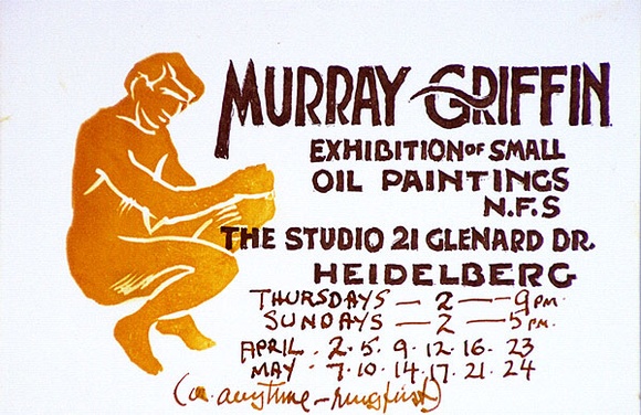 Artist: GRIFFIN, Murray | Title: Exhibition invitation: Murray Griffin, The Studio, Heidelberg 1981 | Date: 1981 | Technique: linocut, printed in colour, from two blocks