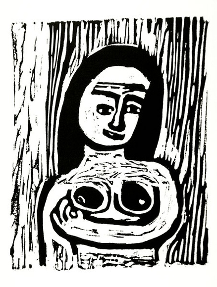 Artist: b'LAWTON, Tina' | Title: b'Number 9' | Date: 1962 | Technique: b'linocut, printed in black ink, from one block'