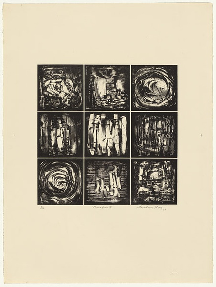 Artist: b'King, Grahame.' | Title: b'Microform X' | Date: 1973 | Technique: b'lithograph, printed in colour, from one stone [or plate]'