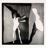 Artist: BALDESSIN, George | Title: not titled [two personages]. | Date: 1967 | Technique: etching and aquatint, printed in black ink, from one plate