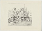 Artist: b'Allport, C.L.' | Title: b'A market place in the Latin Quarter, Paris.' | Date: c.1910 | Technique: b'lithograph, printed in black ink, from one stone [or plate]'
