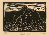 Artist: Nguyen, Tuyet Bach. | Title: Thanh thoi [Leisure (Innocent Childhood)] | Date: 1990 | Technique: linocut, printed in black ink, from one block