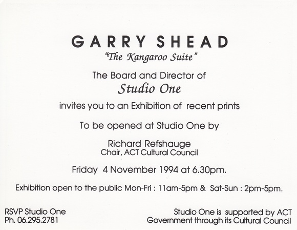 Title: Garry Shead: The Kangaroo Suite, 1994