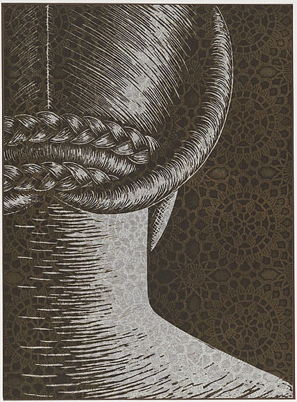 Artist: b'Klein, Deborah.' | Title: b'Myth' | Date: 1999, 24 February | Technique: b'linocut, printed in colour, from two blocks' Artist: b'Klein, Deborah.' | Title: b'Myth' | Date: 1999, 24 February | Technique: b'linocut, printed in colour, from two blocks'