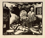 Artist: Hawkins, Weaver. | Title: A dream | Date: c.1927 | Technique: woodcut, printed in black ink, from one block | Copyright: The Estate of H.F Weaver Hawkins