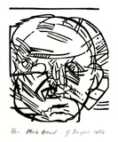 Artist: Burgess, Jeff. | Title: Male head. | Date: 1982 | Technique: linocut, printed in black ink, from one block