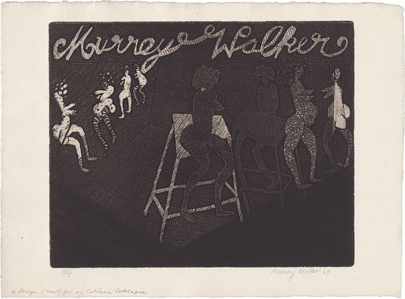 Artist: b'WALKER, Murray' | Title: b'A design for my Canberra catalogue.' | Date: 1969 | Technique: b'etching and aquatint, printed in black ink, from one plate' Artist: b'WALKER, Murray' | Title: b'A design for my Canberra catalogue.' | Date: 1969 | Technique: b'etching and aquatint, printed in black ink, from one plate'