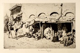 Artist: LINDSAY, Lionel | Title: The barber of Bou-Saada, Algeria | Date: 1929 | Technique: etching, printed in warm black ink with plate-tone, from one plate | Copyright: Courtesy of the National Library of Australia