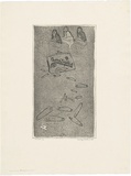 Artist: WALKER, Murray | Title: Mary Anne, cosmetiques and pins. | Date: 1972 | Technique: softground-etching, printed in black ink, from one plate