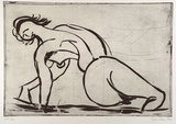 Artist: Waters, Lydia. | Title: not titled [female nude] | Date: 1992 | Technique: aquatint, printed in black ink, from one plate