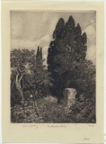 Artist: LINDSAY, Lionel | Title: The deserted shrine. | Date: 1907 | Technique: etching and aquatint, printed in warm black ink, from one copper plate | Copyright: Courtesy of the National Library of Australia