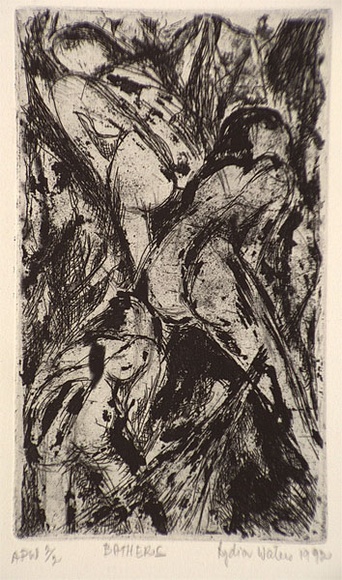 Artist: b'Waters, Lydia.' | Title: b'Bathers' | Date: 1992, May | Technique: b'etching, printed in black ink, from one plate' Artist: b'Waters, Lydia.' | Title: b'Bathers' | Date: 1992, May | Technique: b'etching, printed in black ink, from one plate'