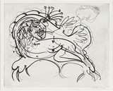 Artist: b'BOYD, Arthur' | Title: b'Figure on a couch with bouquet in ear.' | Date: (1968-69) | Technique: b'etching, printed in black ink, from one plate' | Copyright: b'Reproduced with permission of Bundanon Trust'
