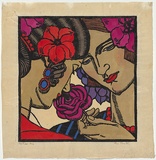 Artist: Proctor, Thea. | Title: The rose. | Date: 1927 | Technique: woodcut, printed in black ink, from one block; hand-coloured | Copyright: © Art Gallery of New South Wales