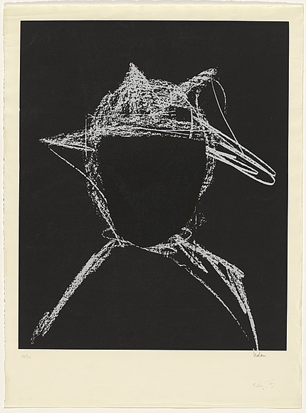Artist: b'Nolan, Sidney.' | Title: b'Kelly VII' | Date: 1965 | Technique: b'screenprint, printed in colour, from multiple stencils' Artist: b'Nolan, Sidney.' | Title: b'Kelly VII' | Date: 1965 | Technique: b'screenprint, printed in colour, from multiple stencils'