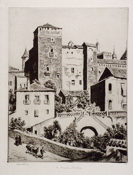 Artist: b'LINDSAY, Lionel' | Title: b'The monastery, Guadalupe' | Date: 1927 | Technique: b'drypoint printed in brown ink with plate-tone, from one plate' | Copyright: b'Courtesy of the National Library of Australia'
