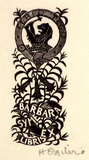 Artist: OGILVIE, Helen | Title: not titled [Coat of arms, flowers and leaves]. | Date: c.1944 | Technique: wood-engraving, printed in black ink, from one block