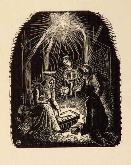 Artist: b'OGILVIE, Helen' | Title: b'Greeting card: Christmas, The Nuffield Foundation' | Technique: b'wood-engraving, printed in black ink, from one block' Artist: b'OGILVIE, Helen' | Title: b'Greeting card: Christmas, The Nuffield Foundation' | Technique: b'wood-engraving, printed in black ink, from one block'