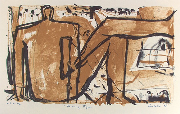 Artist: b'Fransella, Graham.' | Title: b'Reclining figure' | Date: 1996, August | Technique: b'lithograph, printed in colour, from two stones' | Copyright: b'Courtesy of the artist' Artist: b'Fransella, Graham.' | Title: b'Reclining figure' | Date: 1996, August | Technique: b'lithograph, printed in colour, from two stones' | Copyright: b'Courtesy of the artist'