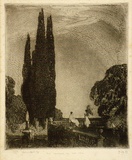 Artist: b'LINDSAY, Lionel' | Title: b'The terrace by the sea' | Date: 1921 | Technique: b'aquatint and burnishing, printed in black ink, from one copper plate' | Copyright: b'Courtesy of the National Library of Australia'