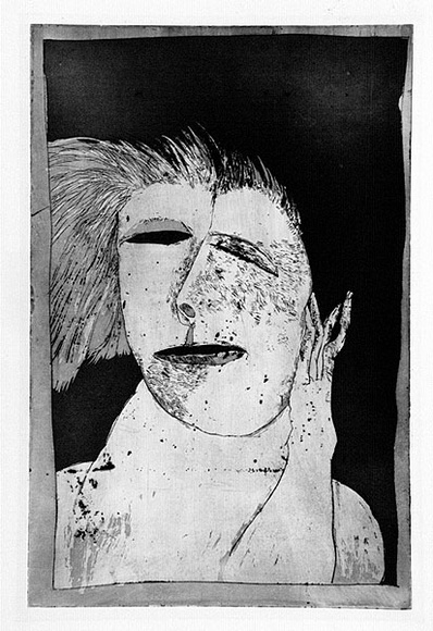 Artist: b'BALDESSIN, George' | Title: b'Head.' | Date: 1965 | Technique: b'etching and aquatint, printed in black ink, from one plate' Artist: b'BALDESSIN, George' | Title: b'Head.' | Date: 1965 | Technique: b'etching and aquatint, printed in black ink, from one plate'