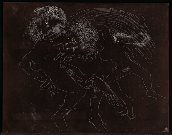 Artist: b'BOYD, Arthur' | Title: b'Plate 26: Jonah page 50. Jonah on Saturday.' | Date: 1972-73 | Technique: b'etched plate' | Copyright: b'This work appears on screen courtesy of Bundanon Trust' Artist: b'BOYD, Arthur' | Title: b'Plate 26: Jonah page 50. Jonah on Saturday.' | Date: 1972-73 | Technique: b'etched plate' | Copyright: b'This work appears on screen courtesy of Bundanon Trust'