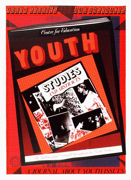 Artist: b'ARNOLD, Raymond' | Title: b'Youth Studies and Abstracts - A journal about youth issues.' | Date: 1986 | Technique: b'screenprint, printed in colour, from six stencils' Artist: b'ARNOLD, Raymond' | Title: b'Youth Studies and Abstracts - A journal about youth issues.' | Date: 1986 | Technique: b'screenprint, printed in colour, from six stencils'