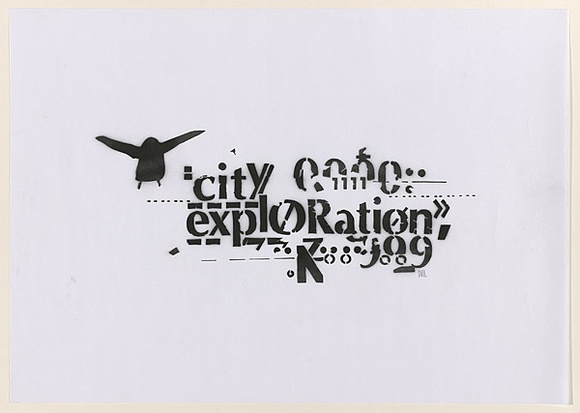 Artist: b'CIVIL,' | Title: b'Not titled (city exploration).' | Date: 2003 | Technique: b'stencil, printed in black ink, from one stencil' Artist: b'CIVIL,' | Title: b'Not titled (city exploration).' | Date: 2003 | Technique: b'stencil, printed in black ink, from one stencil'