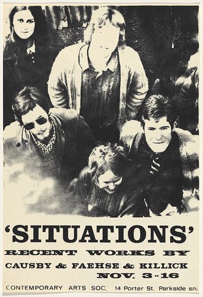 Artist: b'UNKNOWN' | Title: b'Situations, Contemporary Arts Society, Adelaide' | Date: 1968 | Technique: b'screenprint' Artist: b'UNKNOWN' | Title: b'Situations, Contemporary Arts Society, Adelaide' | Date: 1968 | Technique: b'screenprint'