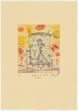 Artist: b'Olsen, John.' | Title: b'Beckett and the gypsy caravan' | Date: 1991 | Technique: b'etching, aquatint, printed in colour with plate-tone, from one plate' | Copyright: b'\xc2\xa9 John Olsen. Licensed by VISCOPY, Australia'