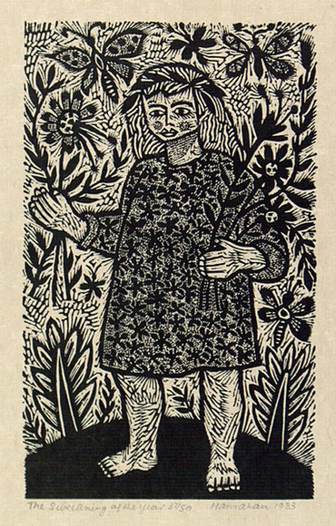 Artist: b'HANRAHAN, Barbara' | Title: b'The sweetening of the year' | Date: 1983 | Technique: b'wood-engraving, printed in black ink, from one block' Artist: b'HANRAHAN, Barbara' | Title: b'The sweetening of the year' | Date: 1983 | Technique: b'wood-engraving, printed in black ink, from one block'