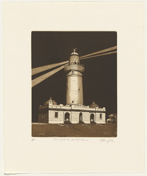 Artist: b'GRIFFITH, Pamela' | Title: b'New South Head Light House' | Date: 1982 | Technique: b'hardground-etching, aquatint and burnishing, printed in black ink, from one zinc plate' | Copyright: b'\xc2\xa9 Pamela Griffith' Artist: b'GRIFFITH, Pamela' | Title: b'New South Head Light House' | Date: 1982 | Technique: b'hardground-etching, aquatint and burnishing, printed in black ink, from one zinc plate' | Copyright: b'\xc2\xa9 Pamela Griffith'