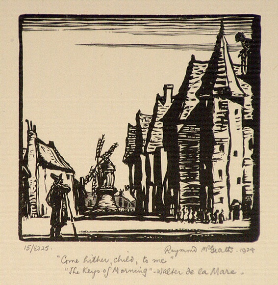 Artist: b'McGrath, Raymond.' | Title: b'Come hither, child, to me' | Date: 1924 | Technique: b'wood-engraving, printed in black ink, from one block' Artist: b'McGrath, Raymond.' | Title: b'Come hither, child, to me' | Date: 1924 | Technique: b'wood-engraving, printed in black ink, from one block'