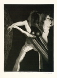 Artist: BALDESSIN, George | Title: Striped costume. | Date: 1965 | Technique: etching and aquatint, printed in black ink, from one plate