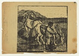 Artist: Groblicka, Lidia | Title: Horses in the fields | Date: 1956-57 | Technique: woodcut, printed in black ink, from one block