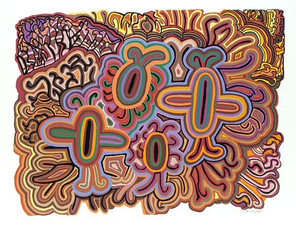Artist: b'Gingingara, Doris.' | Title: b'Body Painting' | Technique: b'screenprint, printed in colour, from multiple stencils' Artist: b'Gingingara, Doris.' | Title: b'Body Painting' | Technique: b'screenprint, printed in colour, from multiple stencils'