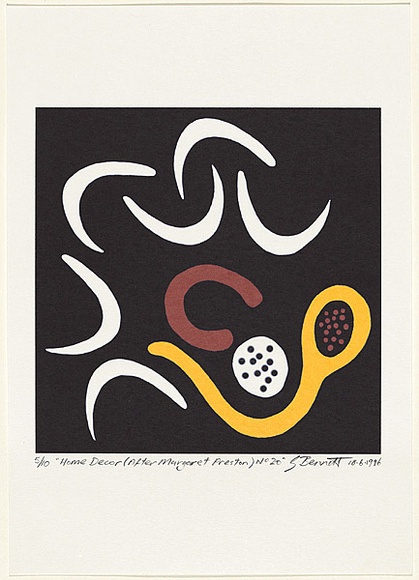 Artist: b'Bennett, Gordon.' | Title: b'Home decor (after Margaret Preston) No.20.' | Date: 1996 | Technique: b'inkjet print, printed in colour, from digital file' | Copyright: b'\xc2\xa9 Gordon Bennett, Licensed by VISCOPY, Australia'