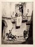 Artist: LINDSAY, Lionel | Title: Old Spain | Date: c.1950 | Technique: drypoint, printed in warm black ink, from one plate | Copyright: Courtesy of the National Library of Australia