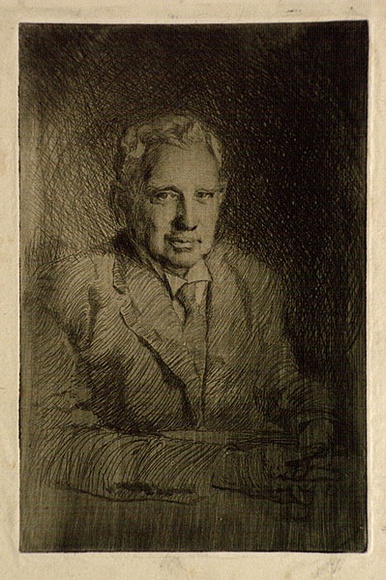 Artist: b'Bull, Norma C.' | Title: b'(Portrait of a man).' | Date: c.1934 | Technique: b'etching, printed in black ink, from one plate' Artist: b'Bull, Norma C.' | Title: b'(Portrait of a man).' | Date: c.1934 | Technique: b'etching, printed in black ink, from one plate'