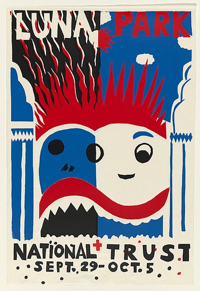 Artist: b'Sharp, Martin.' | Title: b'Luna Park : National Trust.' | Date: (1979) | Technique: b'screenprint, printed in colour, from three stencils' Artist: b'Sharp, Martin.' | Title: b'Luna Park : National Trust.' | Date: (1979) | Technique: b'screenprint, printed in colour, from three stencils'