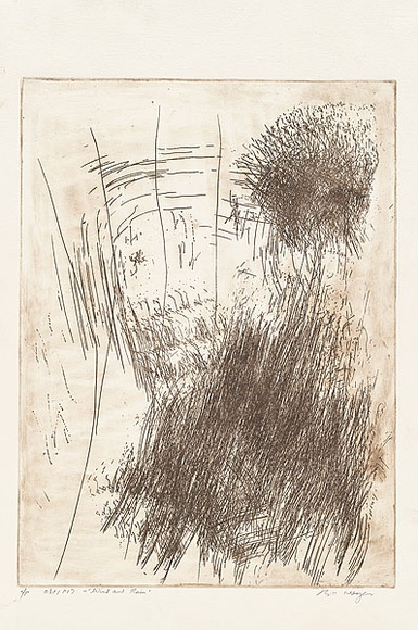 Artist: b'MEYER, Bill' | Title: bWind and rain (Ruach V'Geshem) | Date: 1988 | Technique: b'etching, printed in burnt umber with plate-tone, from one zinc plate' | Copyright: b'\xc2\xa9 Bill Meyer' Artist: b'MEYER, Bill' | Title: bWind and rain (Ruach V'Geshem) | Date: 1988 | Technique: b'etching, printed in burnt umber with plate-tone, from one zinc plate' | Copyright: b'\xc2\xa9 Bill Meyer'