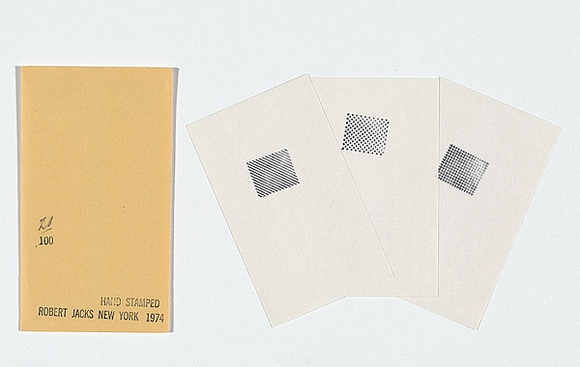 Artist: b'JACKS, Robert' | Title: b'Three hand stamped prints.' | Date: 1976 | Technique: b'rubber stamps, printed in colour, each from multiple blocks' Artist: b'JACKS, Robert' | Title: b'Three hand stamped prints.' | Date: 1976 | Technique: b'rubber stamps, printed in colour, each from multiple blocks'