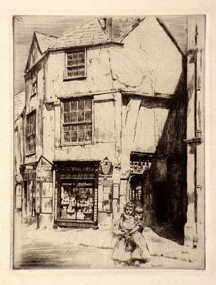 Artist: b'Menpes, Mortimer.' | Title: b'(Holywell press)' | Technique: b'etching and drypoint, printed in black ink, from one plate' Artist: b'Menpes, Mortimer.' | Title: b'(Holywell press)' | Technique: b'etching and drypoint, printed in black ink, from one plate'