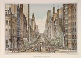 Artist: Freedman, Harold. | Title: Collins Street - from Queens Street. | Date: 1962 | Technique: lithograph